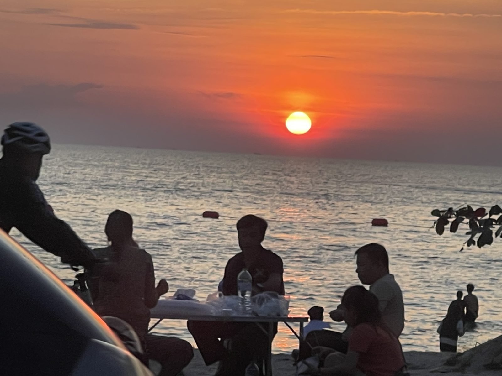 Beach sunset dining